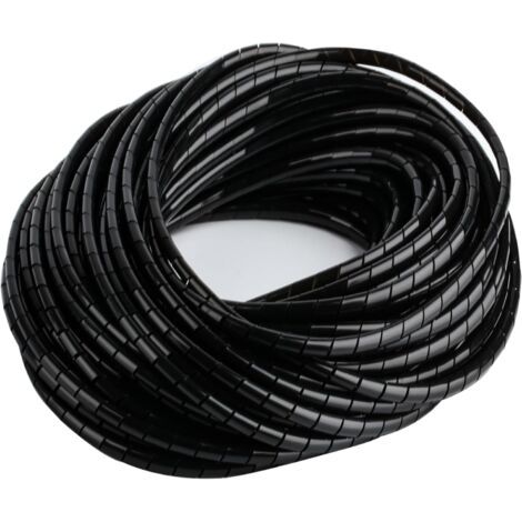 2-piece cable management set, cable organizer, cable sleeve, black spiral cable cover, cable organizer for home office, TV, computer, PC, audio, 4 mm x 20 m / 6 mm x 15 m