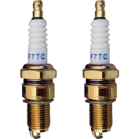 Bougie D'allumage,Bougies D'allumage en Métal,Bougie D'allumage à Électrode,Bougie D'allumage en Métal à Électrode,Bougie Moteur,Bougie Tondeuse a Gazon,F7TC Bougie D'allumage 2 Pièces (1/5)