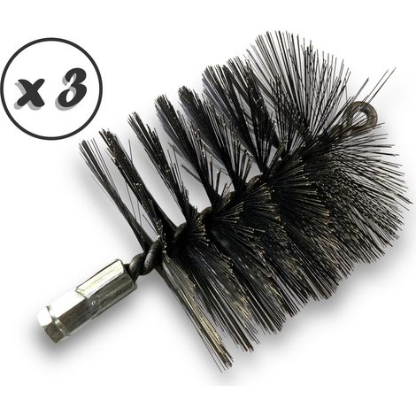 Lot de 3 Brosses à tube PRO ACIER Ø 140 mm  Raccord M12175 femelle  Ame en acier torsadé  Nettoyage brossage tube et canalisation  Kibros 41SCA140x3