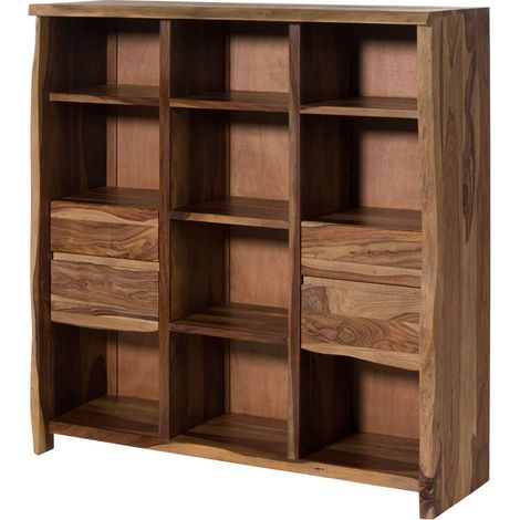 Bücherregal Sheesham 142x45x145 natur lackiert / sandgestrahlt PURE SHEESHAM 208Massivmoebel24 GmbH