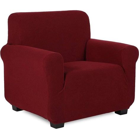 Jacquard Housse de Canapé Tub Chair Housse Fauteuil Club Extensible Lavable Antidérapant( Rouge Foncé) (1/2)