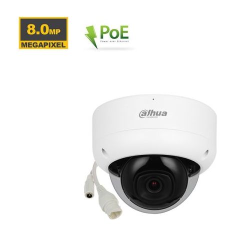 Dahua Telecamera dome IP 8Mp ottica IR 30m - IPC-HDBW3841E-S-S2 (2.8mm) S