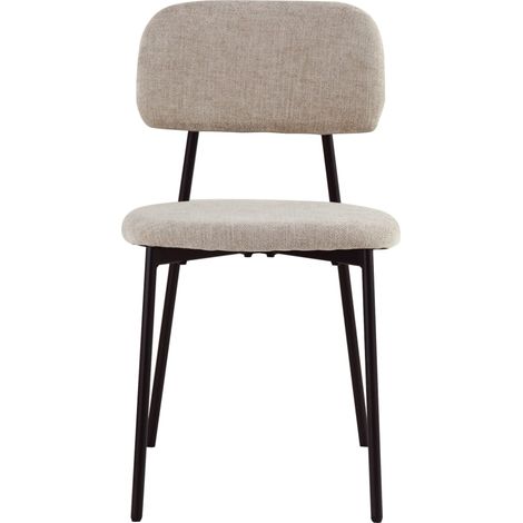 Lot 4 chaises salle à manger tissu taupe pieds métal noir 44x43x80 cm AZRA (1/5)