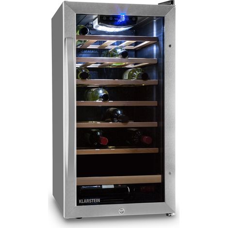 Klarstein – Cave à vin de vieillissement 26 bouteilles – Réglage 5-18°C – Écran tactile – Protection UV – Moteur silencieux 44 dB – Acier inoxydable (1/4)