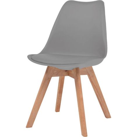Chaise de salle à manger polypropylène et coussin simili cuir gris Kitoa - Lot de 4 (1/5)