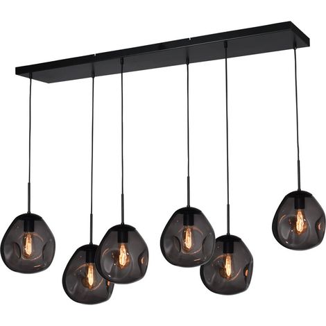 Lampe suspendue Lava 6x verre à fumée Ø 24cm - 2761-05-130-25-60561