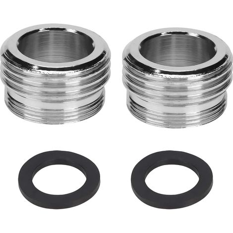 2-pack M20 to M22 double thread tap adapter, water connection adapter with 2 rubber washers for kitchen taps, water saver, water filter, hose (1/5)
