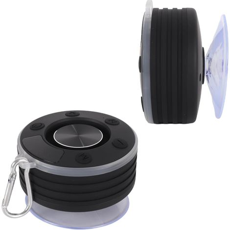 Enceinte de douche Bluetooth étanche IPX7 – Basses stéréo, son surround 360°, lumières RVB et radio, portable sans fil pour salle de bain/extérieur/fête/voyage (1/5)