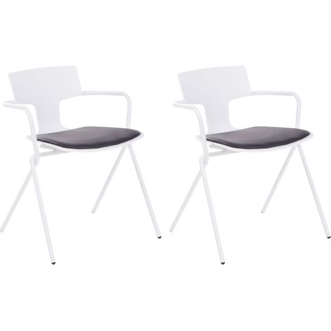 Set of 2 Dining Chairs MANSON Black/ White