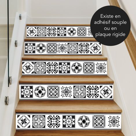 Contremarches Carreaux de Ciment RISERTILES – Lot de 4 Bandes Décoratives – 1 m x 15 cm – PVC 1 mm (1/5)