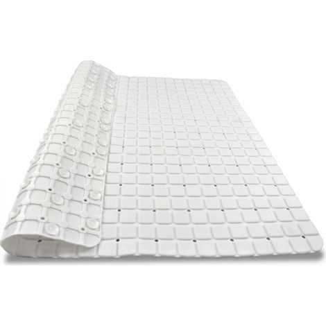 Tappeto doccia antiscivolo in PVC Bianco - Misura 55x55cm - Tappetino antimuffa e antibatterico, con ventose e fori drenaggio ideale per cabina doccia e vasca (1/5)