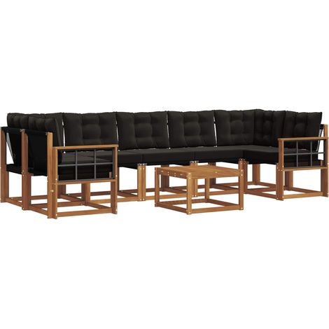 vidaXL Set di divani da esterno 8 pz Naturale e Nero