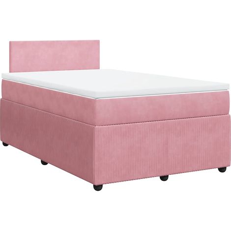 Sommier à lattes de lit avec matelas Rose 120x200 cm Velours vidaXL (1/5)