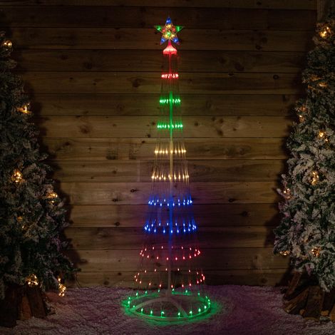 1.8m Light up Christmas Cone Tree with 220 Multi-Coloured LEDs and Timer Function (1/5)