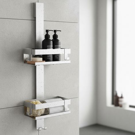 Estante colgante para ducha, acero inoxidable, no requiere perforación, 2 cestas, organizador de ducha, organizador de baño, estante de baño