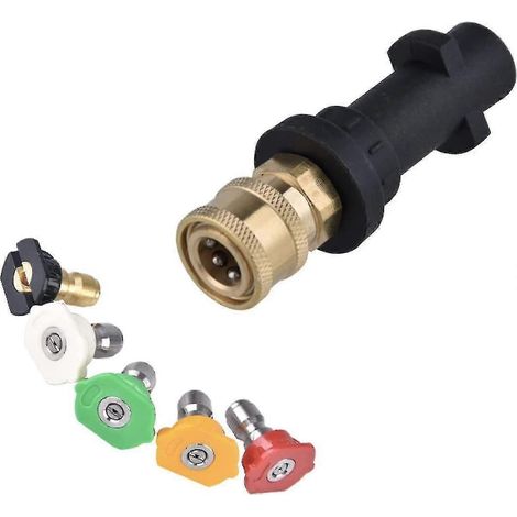Adapter Set for Karcher Pressure Washers K2-K7, 1/4" Quick Connect Female Fitting, with 5 Nozzle Tips (1/5)