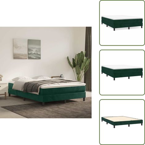 Materasso con molle - vidaXL Giroletto a Molle con Materasso Verde Scuro 140x190 cm Velluto - Letto con materasso