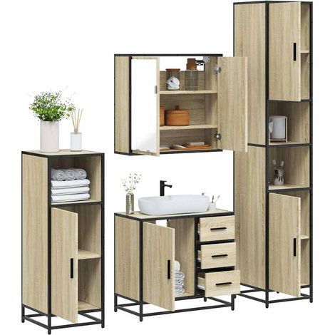 4-tlg. Badmöbel-Set Sonoma-Eiche Holzwerkstoff