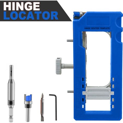 Gabarit de fraisage pour charnières de porte réglables bleues, outil de positionnement à centrage automatique pour charnières (1/5)