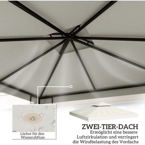 Outsunny Ersatzdach für 3x3 m Pergola, wasserdichte Abdeckung für Metallunterstände, Ersatzdach für Gartenpavillon, Festzelt, Outdoor-Zelt, Polyester, cremeweiß (1/5)