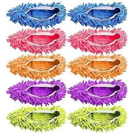 paires de chaussons balais-serpillières, chaussures balais-serpillières multifonctions en microfibre pour le nettoyage des sols et des cheveux (1/5)