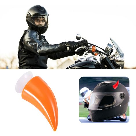 Casque de moto avec cornes de diable et ventouses, accessoires orange (1/5)