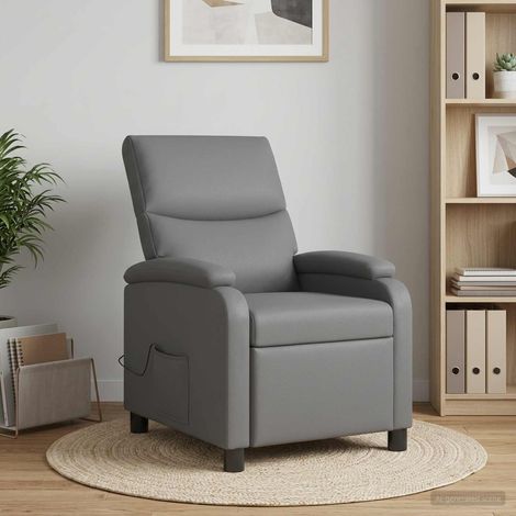 vidaXL Fauteuil de massage inclinable Gris Simili cuir (1/5)