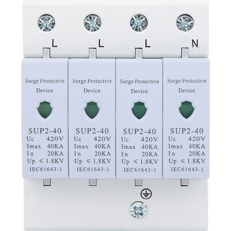 Protège-surtension parafoudre module électronique 40KA 4P SUP2-40 420V, composant anti-foudre pour tableau électrique. (1/5)