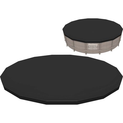 Bestway – Bâche de piscine hors-sol 488 cm – Trous d’évacuation pour éviter l’accumulation d’eau – Attaches en corde – PE résistant