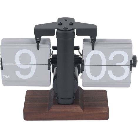 Reloj de Sobremesa Flip Mecánico Retro con Base de Nogal, Pantalla Digital Silenciosa 12H – Ideal para Salón y Oficina (1/5)