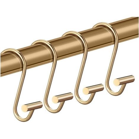 Shower Curtain Hook Rings, Decorative Brass Shower Curtain Rings for Bathroom Shower Rod, Shower Hooks Hangers in T-Shaped - 12pcs (1/5)