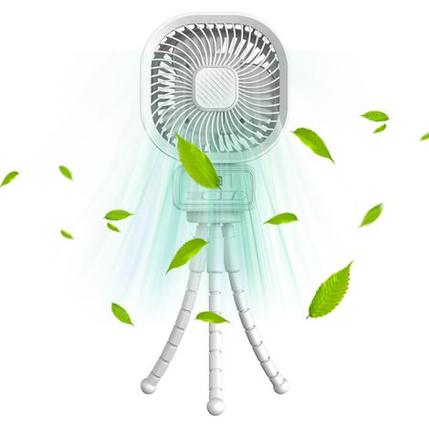 Kinderwagenventilator mit flexiblem Stativclip, LED-Anzeige, 5000-mAh-Akku, Nachtlicht, 3 Geschwindigkeitsstufen, wiederaufladbarer Handventilator für Autositz, Kinderbett und Laufband