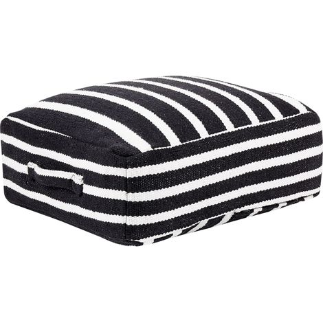 Pouf quadrato in cotone stile boho ⌀ 50 cm di colore bianco e nero Tifelt