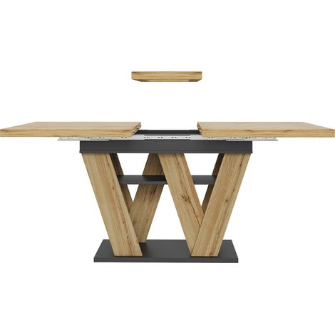 Mesa de comedor extensible de MDF 119-158,5 x 80 x 75 cm con patas en W (1/5)