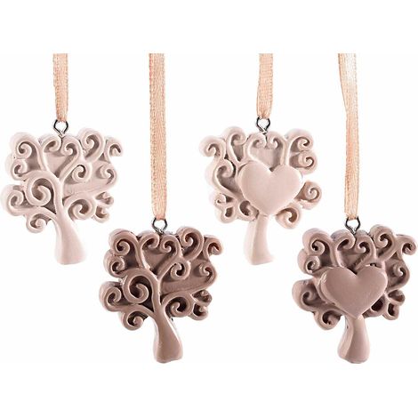 Decorazioni in resina colorata "Albero della Vita" da appendere 14zero3, set da 8 pezzi, cm 3,5 x 4 H