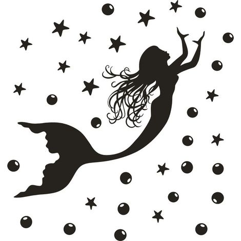 Un conjunto de pegatinas de pared con estrellas de mar, burbujas y sirenas, decoración de pared para sala de estar, dormitorio, oficina y cocina - Pegatina de pared (1/5)