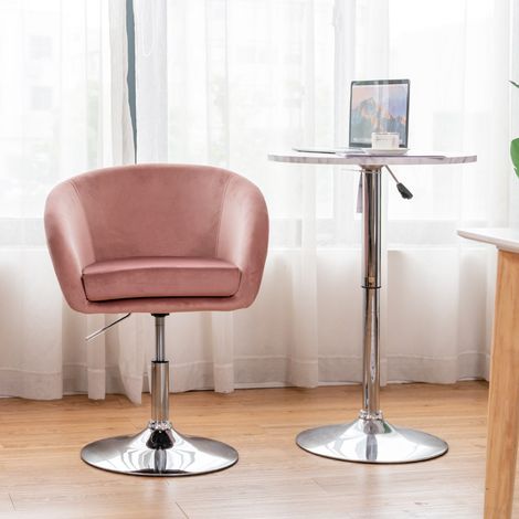 Chaise Pivotante Velours Bureau Hauteur Réglable Base Galvanisée Charge 125kg Rose CWXT7920 DESIGN IN (1/3)