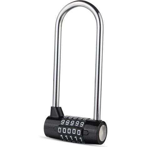 Cadenas numérique à combinaison en alliage, serrure à code de sécurité en forme de U, serrure extra longue pour porte d'armoire, serrure à combinaison réinitialisable, casier de salle de sport, casier