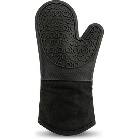 Manique de four en silicone (à l'unité) – Gant de cuisine antidérapant et résistant à la chaleur pour la pâtisserie, le barbecue et l'usage quotidien (Noir, 1 pièce) (1/2)