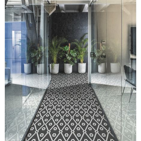 Mosaïque Art factory hexagone 2.6x2.2cm motif Blues noir et blanc sur trame nylon 33.3x33.3cm Satiné - Boîte de 1 m2 (1/2)