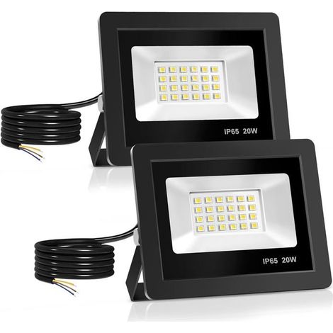 20W Projecteur LED, Spot avec 24 LEDs Eclairage Exterieur IP65 Etanche, 6000K, mural, pour Jardin, (2PCS) [Classe énergétique E] (1/5)