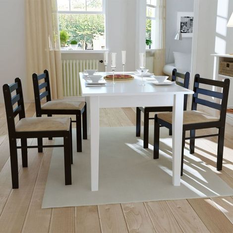 Sedie da Pranzo 4 pz Marroni Legno Massello di Hevea e Velluto vidaXL (1/5)