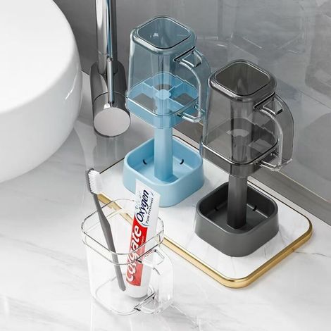 Zahnbürstenhalter aus Polypropylen fürs Badezimmer – Zahnpastahalter mit Styroporboden – Badezimmer-Accessoire-Organizer (schwarz)