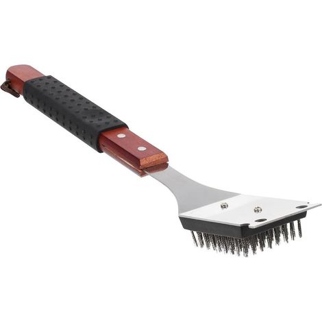 Edelstahl Grillbürste mit Holzgriff und Verbrühschutz (1/5)