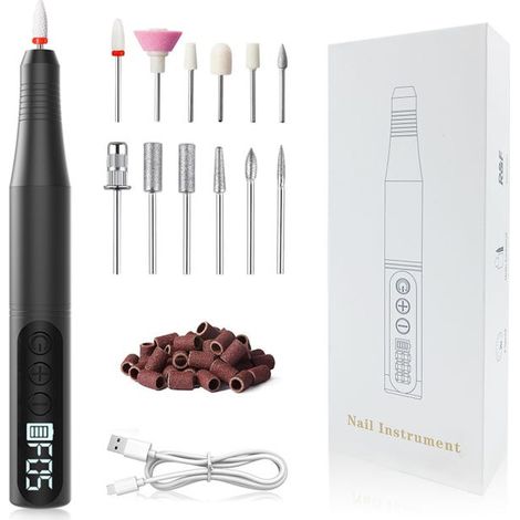 Professional electric nail file with LED display, 4 adjustable speeds, black. (1/5)