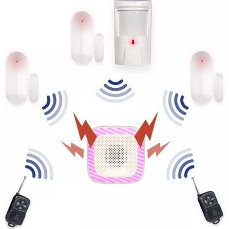 Alarme appartement sans fil - 1x PIR + 3x Détecteur d'ouverture porte / fenêtre et 2x Télécommande (HY) (1/5)