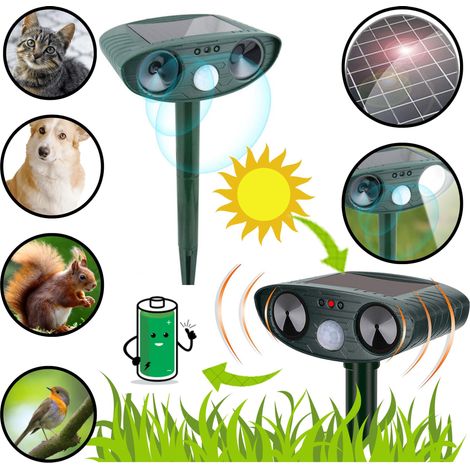 Solarbetriebener Ultraschall-Tiervertreiber, wirksam gegen Hunde, Katzen und Nagetiere. (1/5)