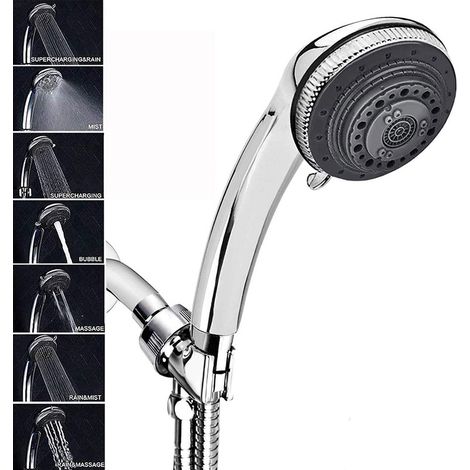 Duschkopf und Schlauch, 7 Modi, universell verstellbarer Duschkopf mit 150-cm-Schlauch, mit wassersparendem Hochdruck-Duschkopf, einfache Installation, Hydrotherapie, SPA, Badezimmer (1/5)