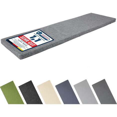 Garronda Coussin Exterieur Impermeable 120x40 cm pour Banc de Jardin Canapé et Balancelle Housse en Polyester Résistant UV pour Terrasse Balcon et Intérieur avec Élastiques GD-0220 Gris