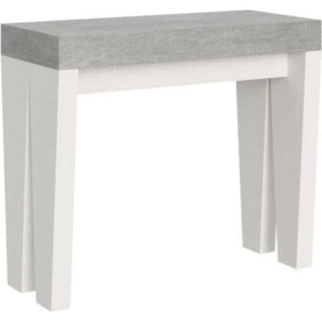 Consolle allungabile 90x40/196 cm Spimbo Mix Small piano cemento - struttura bianco frassino (1/3)